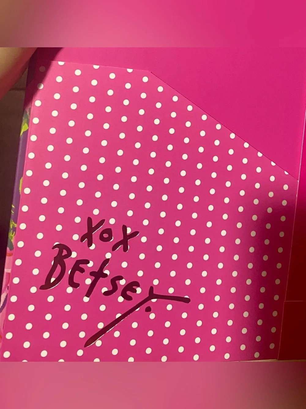 Betsey Johnson premium padfolio bright purple cover pink rose pattern gold pen